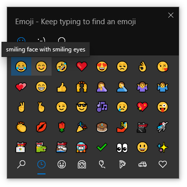Emojis Panel - Windows 10 Emojis