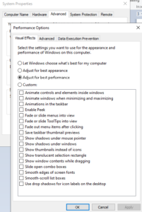 Disable Visual Effects