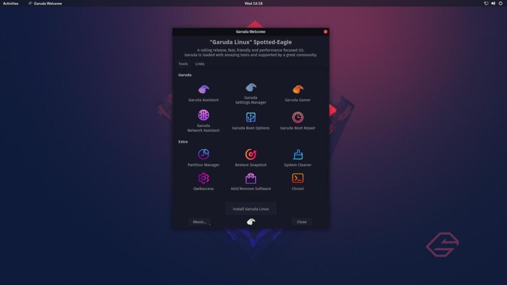 Garuda Linux Welcome Screen